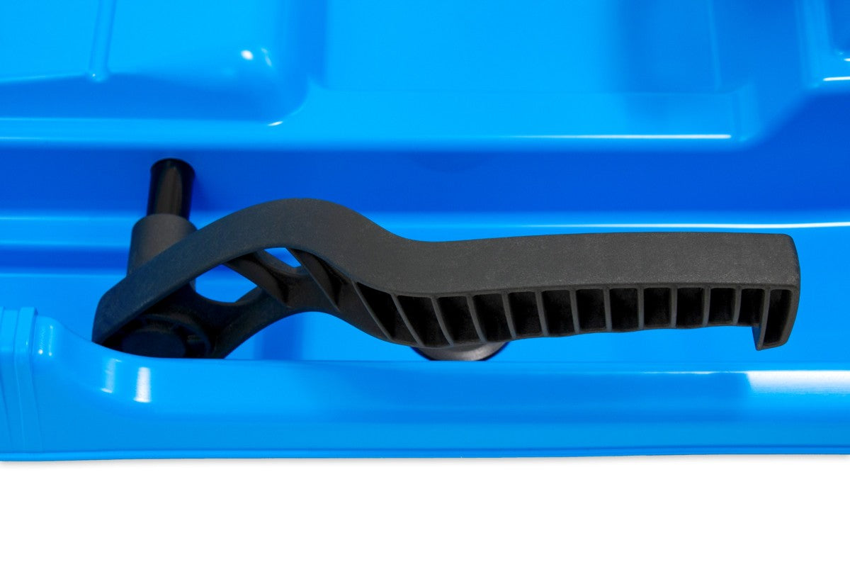 Luge enfant KHW Snow Fox avec frein et volant - bleu glacier