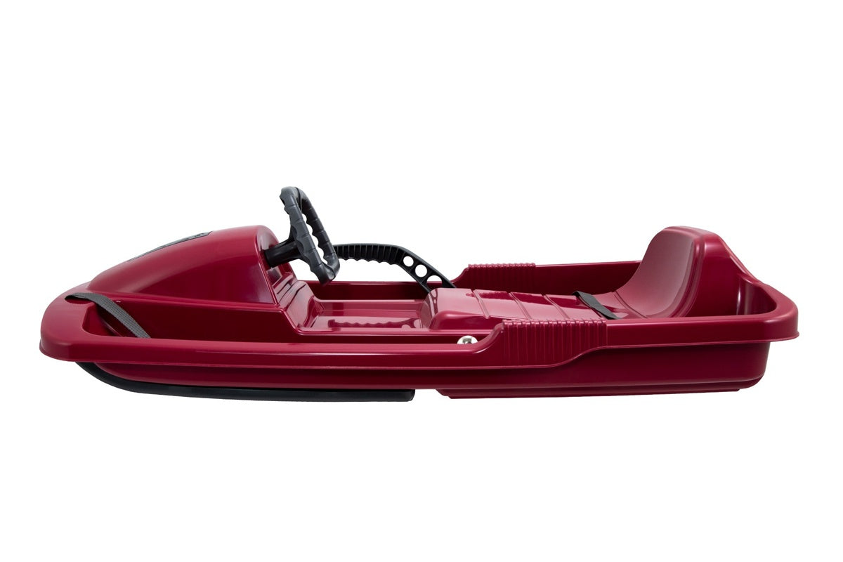 KHW Snow Fox children's sled with brake & steering wheel - berry