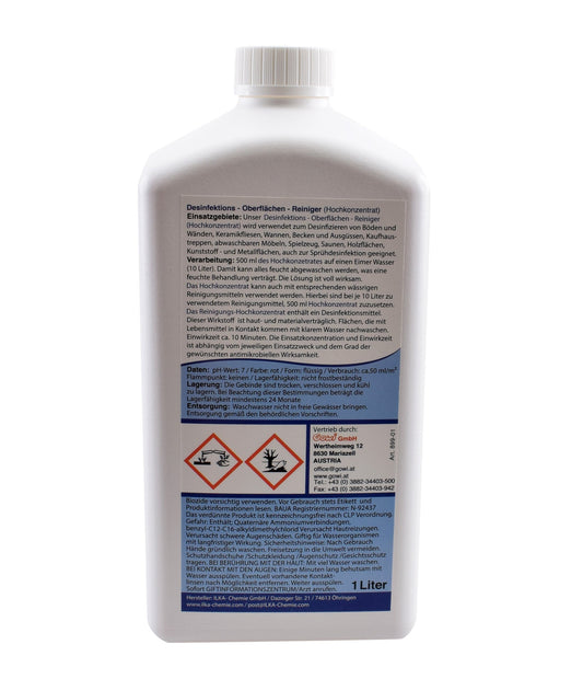 Flächen Desinfektionsreiniger - Konzentrat 1L Hygieneartikel Mariazell BLS GmbH, Kopernikusstraße 1, 74670 Forchtenberg; Kontakt: mail@bls.de