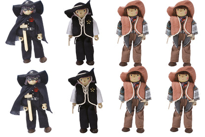Petite poupée articulée - Cowboy - Lot de 8