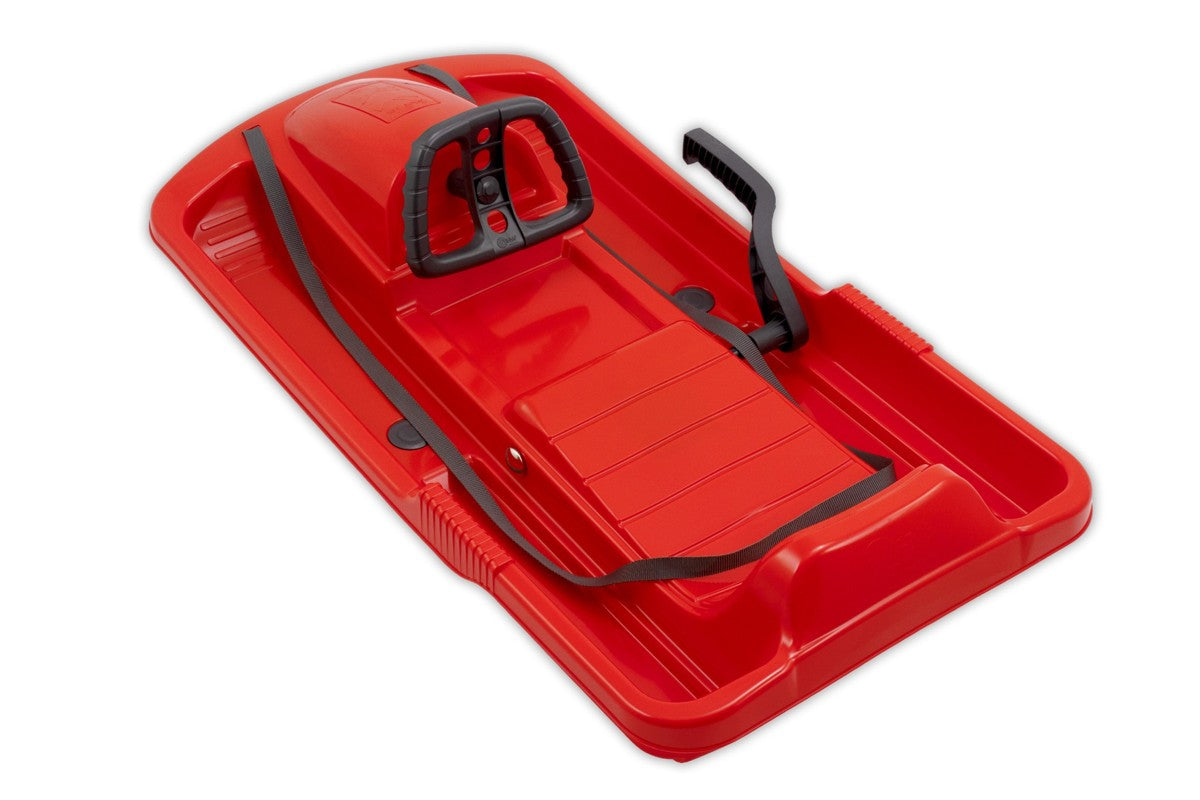 Luge KHW Snow Fox pour enfants avec frein et volant - Rouge
