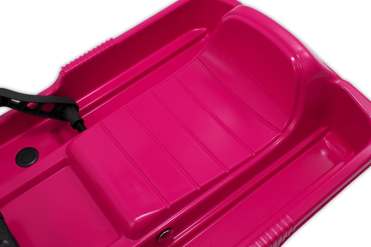 Luge KHW Snow Fox pour enfants avec frein et volant - Rose