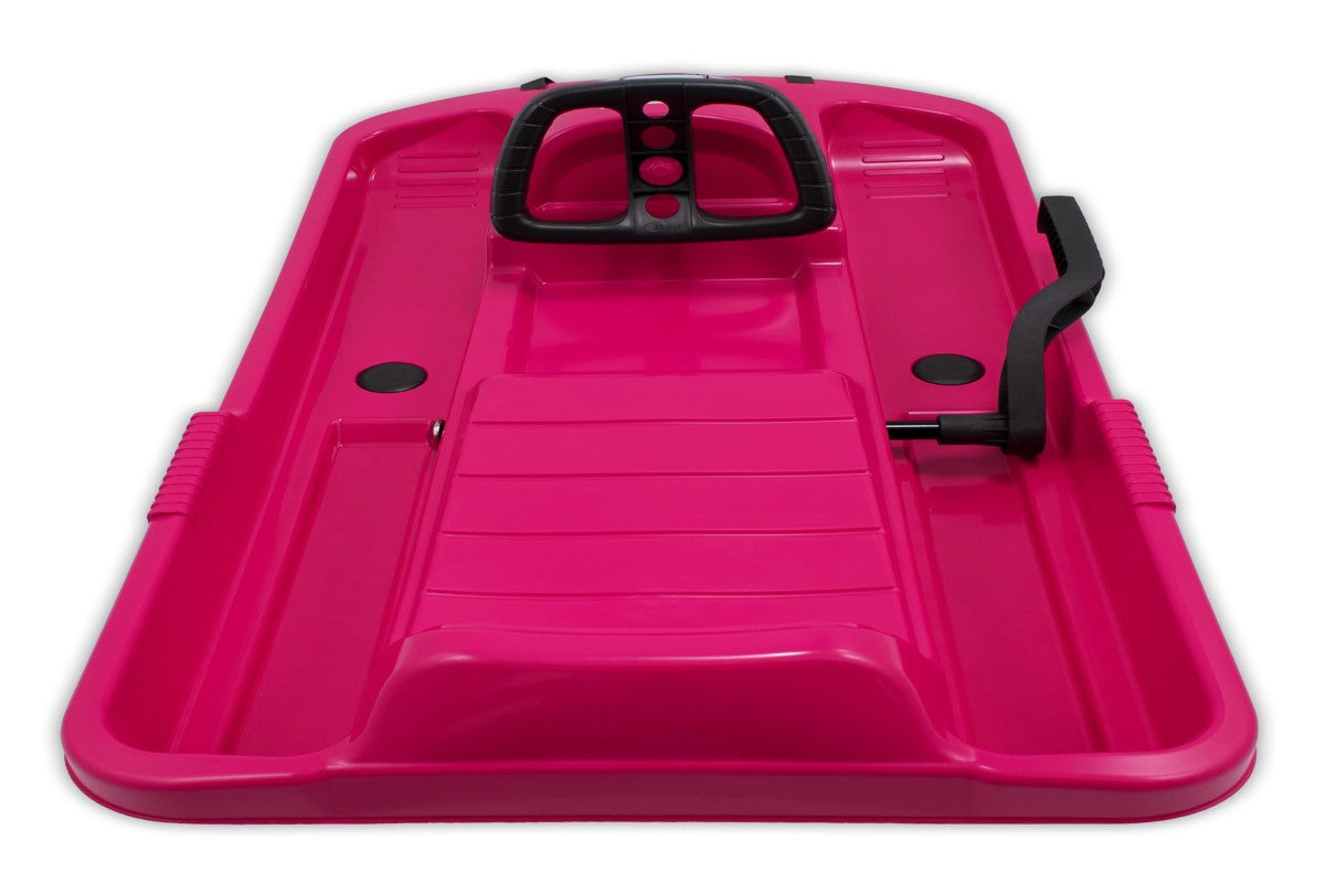 Luge KHW Snow Fox pour enfants avec frein et volant - Rose