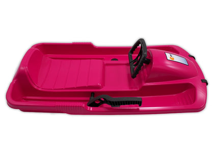 Luge KHW Snow Fox pour enfants avec frein et volant - Rose