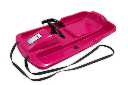 Luge KHW Snow Fox pour enfants avec frein et volant - Rose