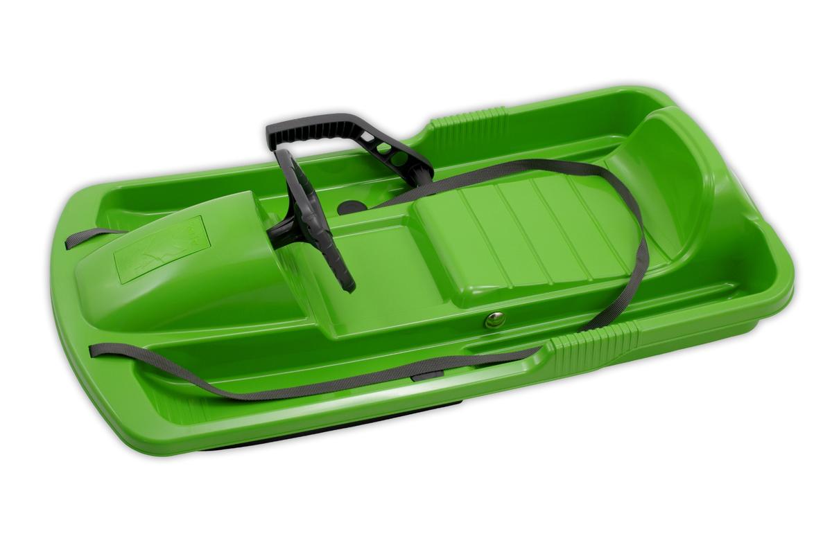 KHW Snow Fox Sled for Children with Brake &amp; Steering Wheel - Green
