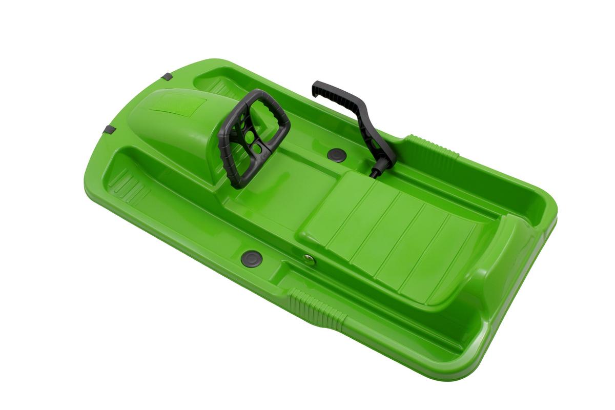KHW Snow Fox Sled for Children with Brake &amp; Steering Wheel - Green