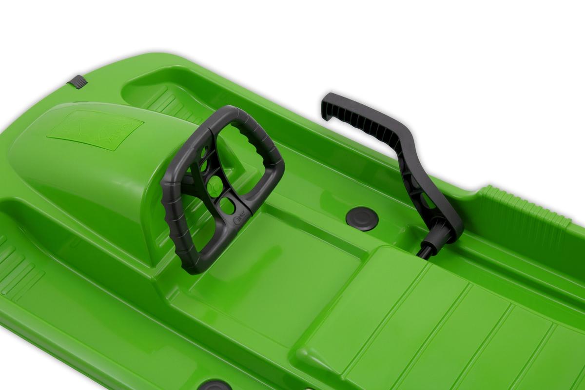 KHW Snow Fox Sled for Children with Brake &amp; Steering Wheel - Green