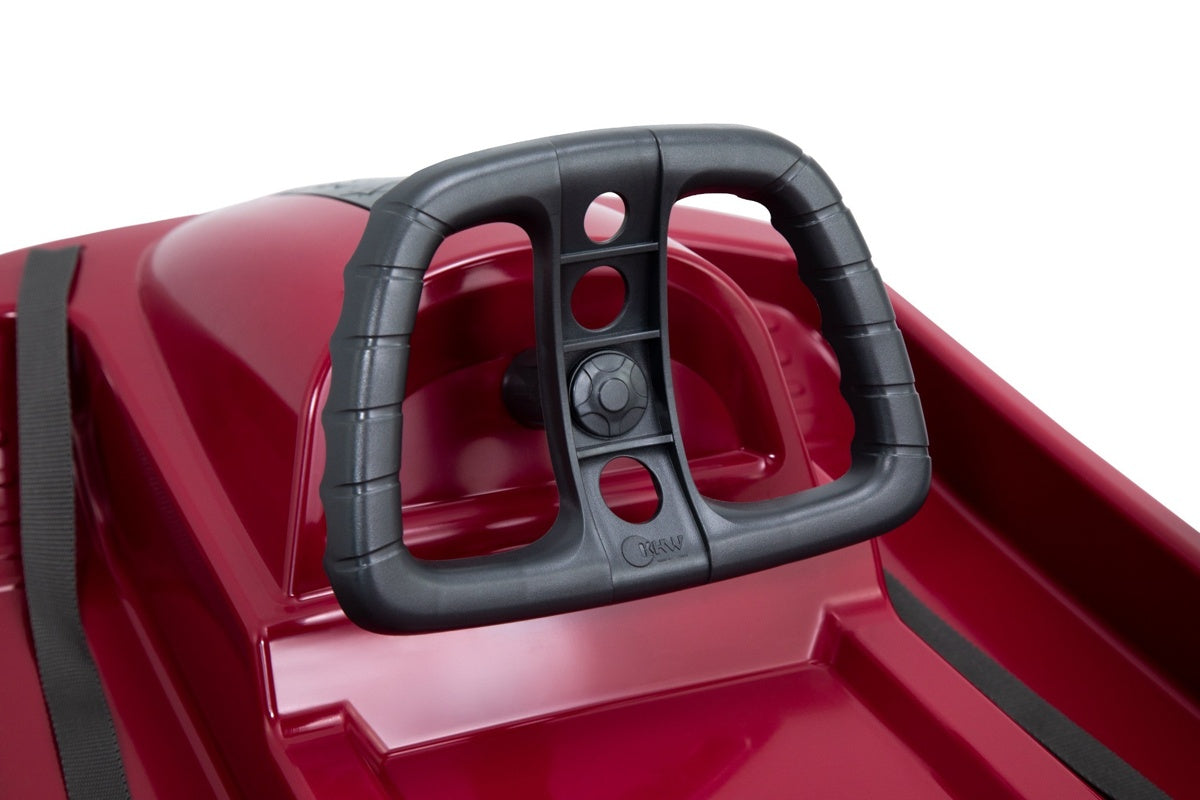 KHW Snow Fox children's sled with brake &amp; steering wheel - berry