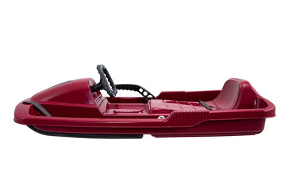 KHW Snow Fox children's sled with brake &amp; steering wheel - berry