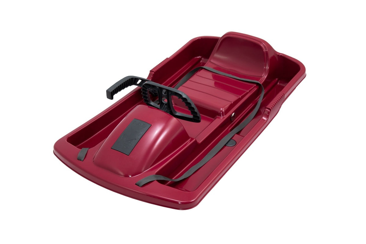 KHW Snow Fox children's sled with brake &amp; steering wheel - berry